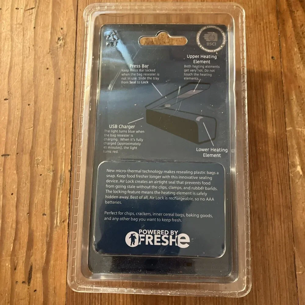 FresheTech Air Lock Bag Resealer Sealer NEW Handheld Food Saver